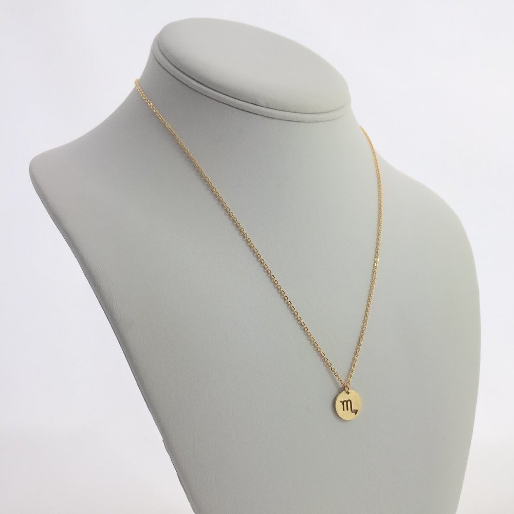 Jewelry necklace Scorpio zodiac horoscope celestial gold tone dainty round new - Picture 2 of 6